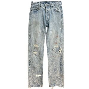 Vintage Levi's 501 W30 L32 USA Acid Wash Distressed Button Fly 80s/90s